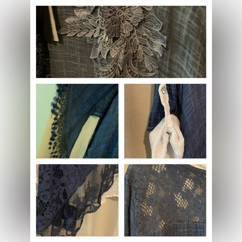 Beautiful blue, lacy Seduzione layered top. One size